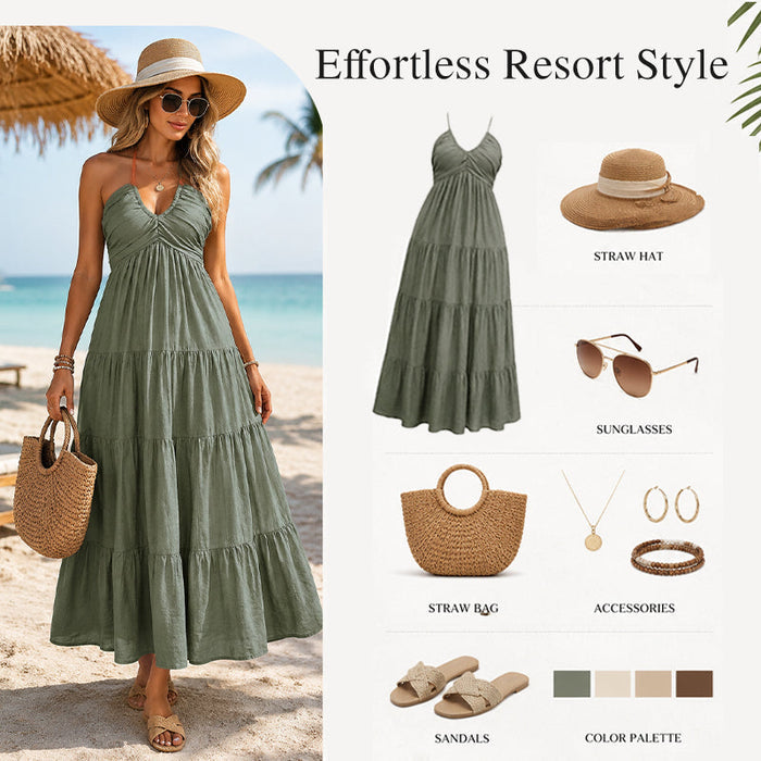 Halter Neck Backless Maxi Dress