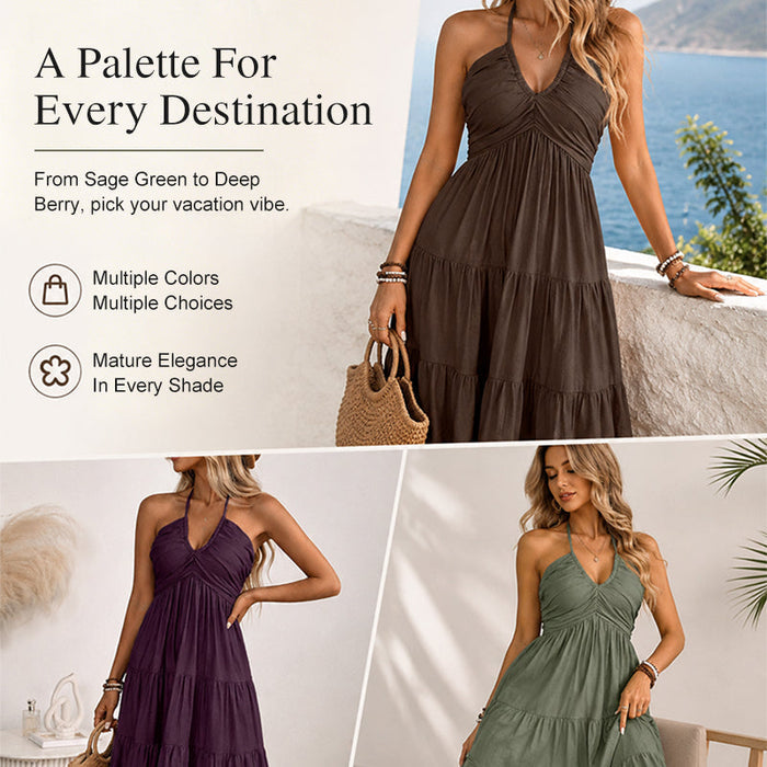 Halter Neck Backless Maxi Dress