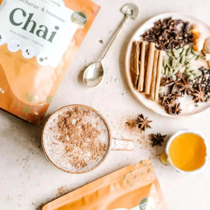 HEMP FOODS AUSTRALIA Chai Recharge + Immune With Protein + 7 Spices 252g - L'Organic