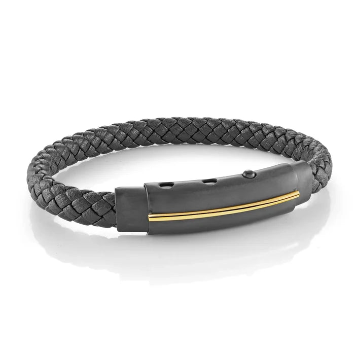 Italgem Steel | Black-Gold-3-Way-Clasp Lined-Plate Black