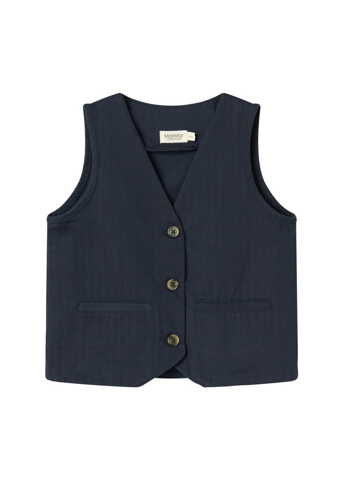 Dark blue vest with buttons and pockets for children