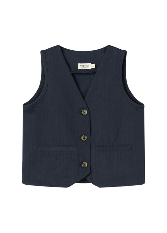 Dark blue vest with buttons and pockets for children