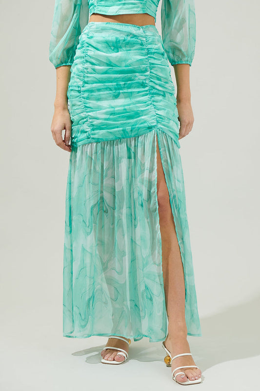 Judie Shirred Slit Maxi Skirt
