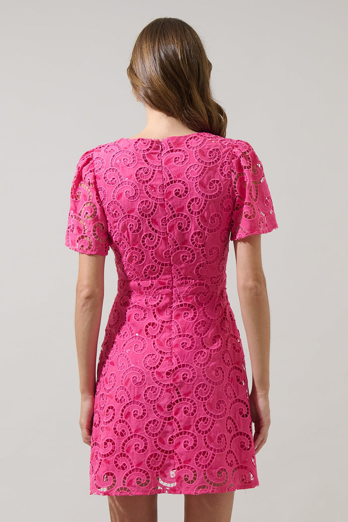 Kathleen Sequin Eyelet Tayla Mini Dress