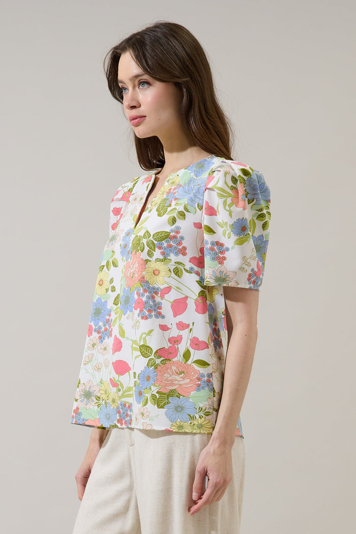 Kayla Puff Sleeve Top Esther Floral