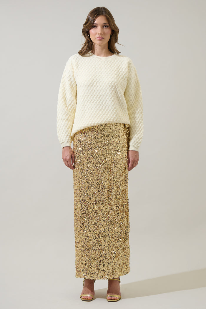 Korina Sequin Wrap Maxi Skirt