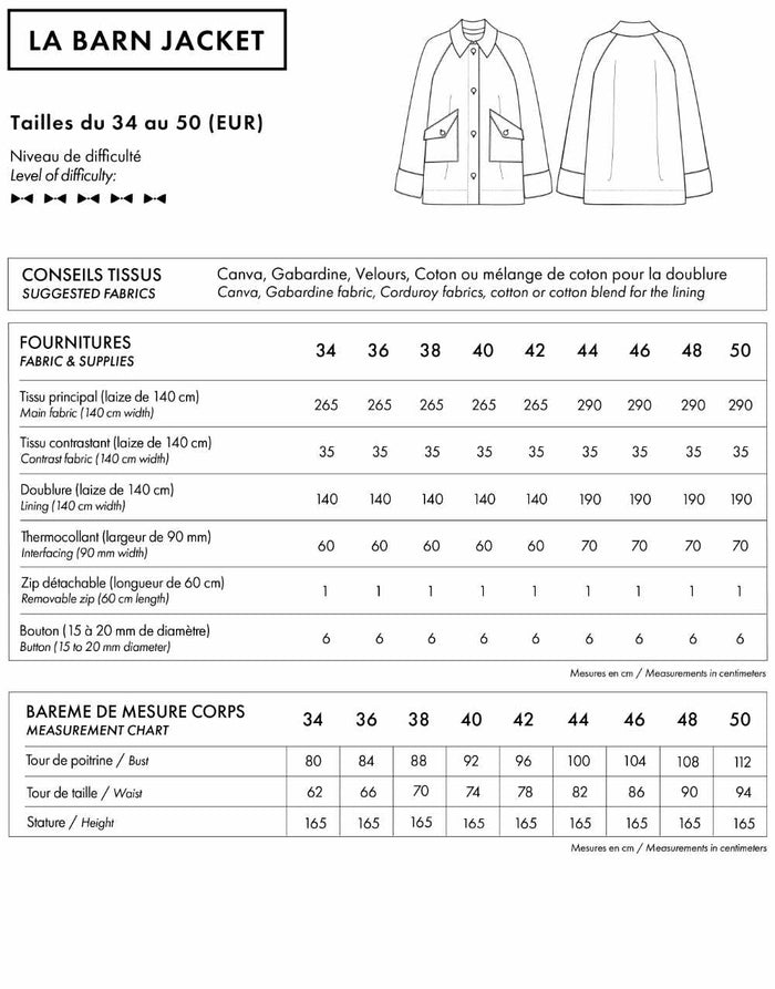 La Barn Jacket Sewing Pattern, Atelier Brunette
