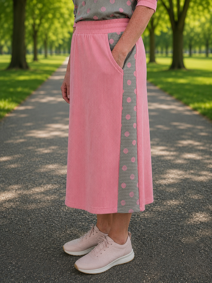 Light Sage & Pink Polka Dot Skirt Set