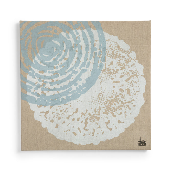Heath House Industries Linen Screen Print White and Blue