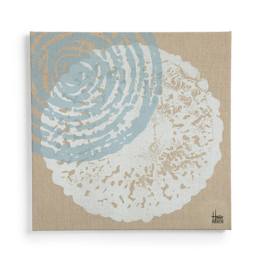 Heath House Industries Linen Screen Print White and Blue