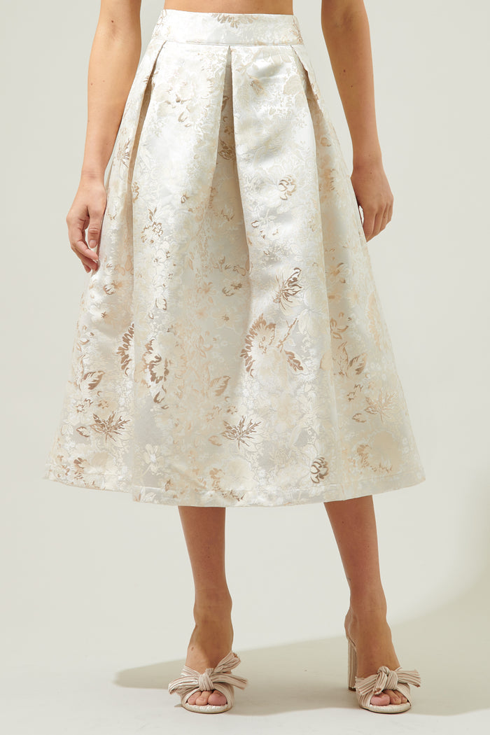 Lola Jacquard Pleated Midi Skirt