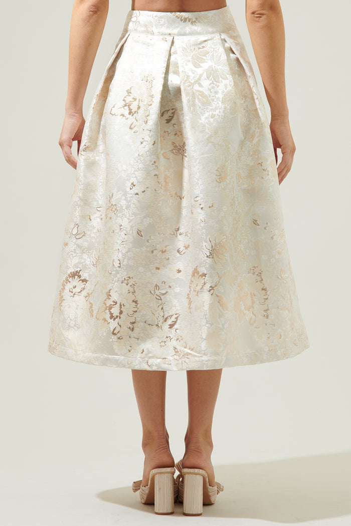Lola Jacquard Pleated Midi Skirt