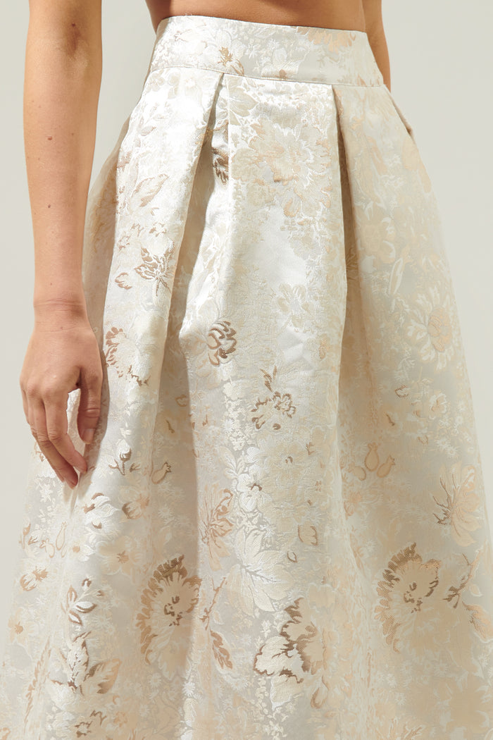 Lola Jacquard Pleated Midi Skirt