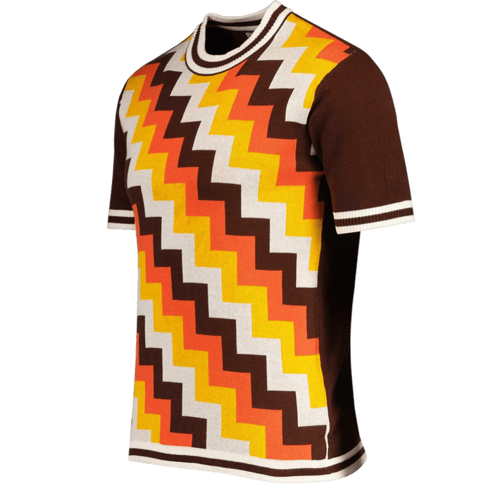 MADCAP Rainmaker Retro 70s Step Jacquard Knit Tee in Potting Soil