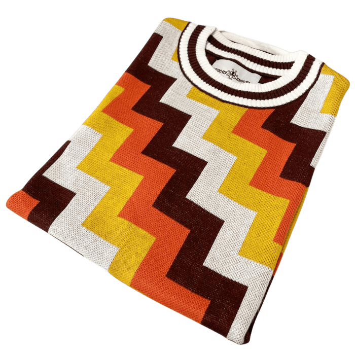 MADCAP Rainmaker Retro 70s Step Jacquard Knit Tee in Potting Soil