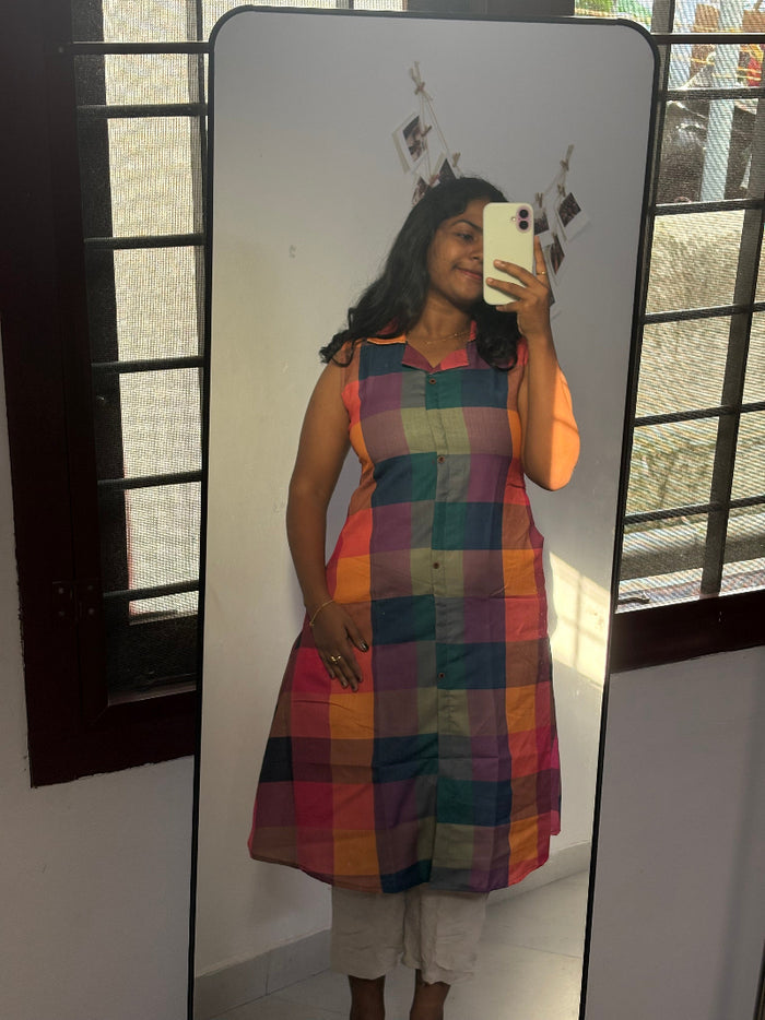 Madras Check A-line Kurti
