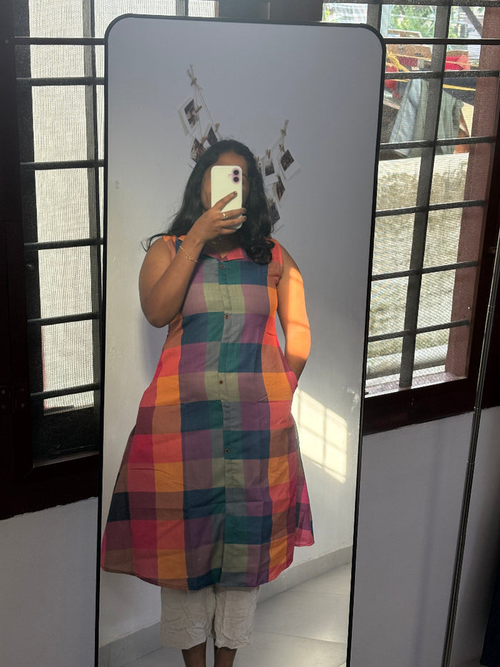 Madras Check A-line Kurti