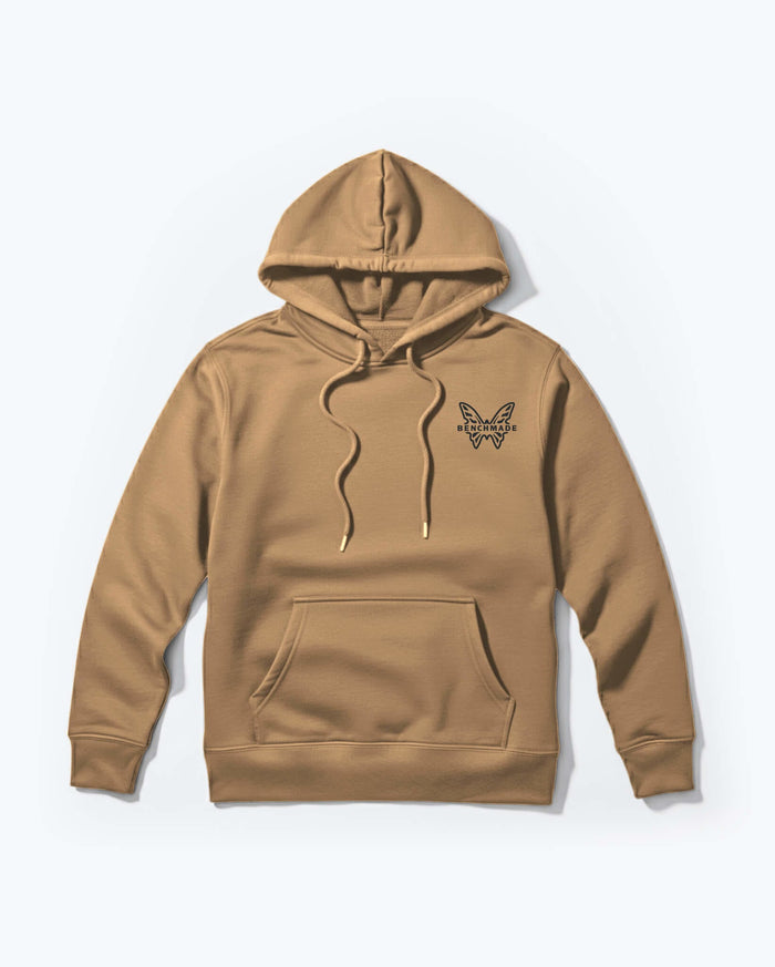 Sandstone Mallard Pullover Hoodie - Front View with Butterfly Logo | Benchmade Knife Co.