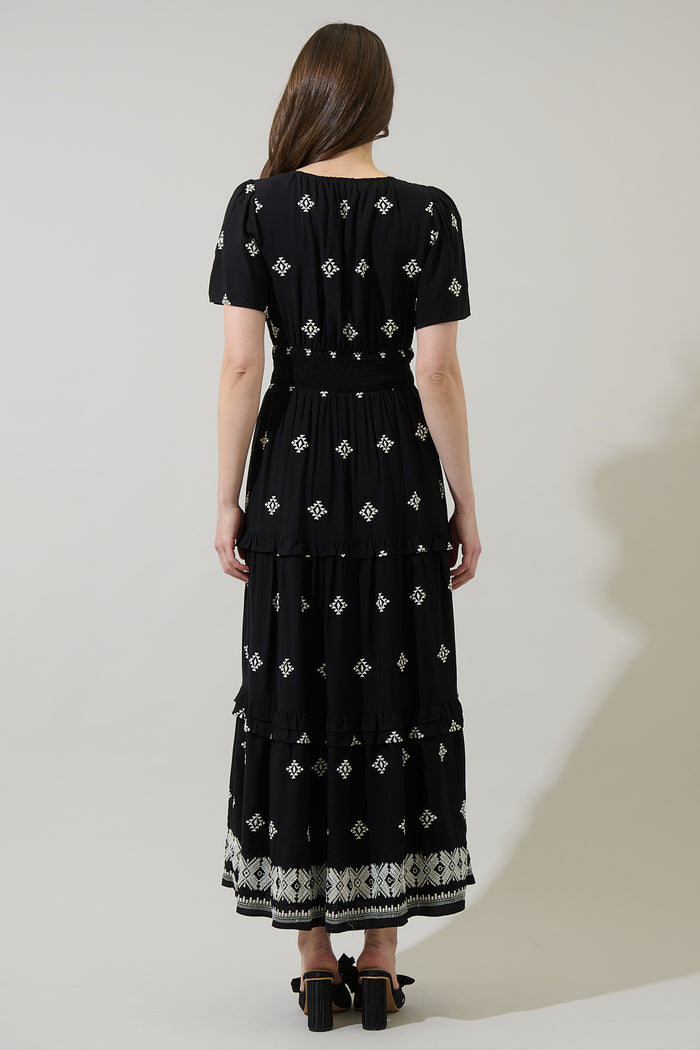 Malya Embroidered Palmer Tiered Maxi Dress
