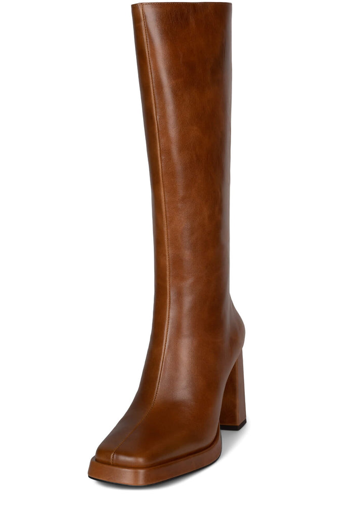MAXIMAL-3 Jeffrey Campbell Knee-High Boot Tan Shiny