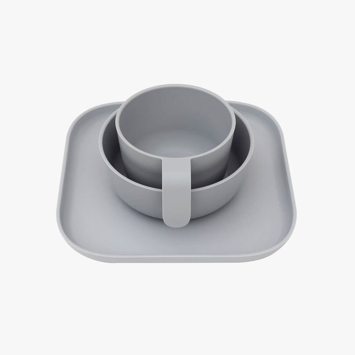 Mealtime Set in Pewter / ezpz Basics for Big Kids / Plates and Bowls #color_pewter