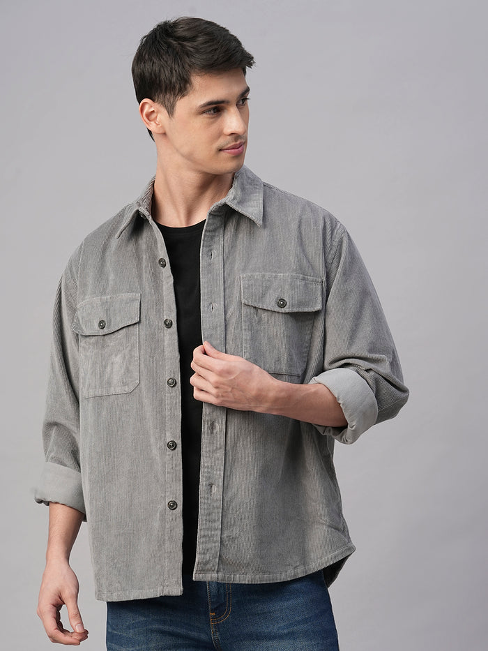 Men's 100% Cotton Regular Fit Jackets Corduroy Grey