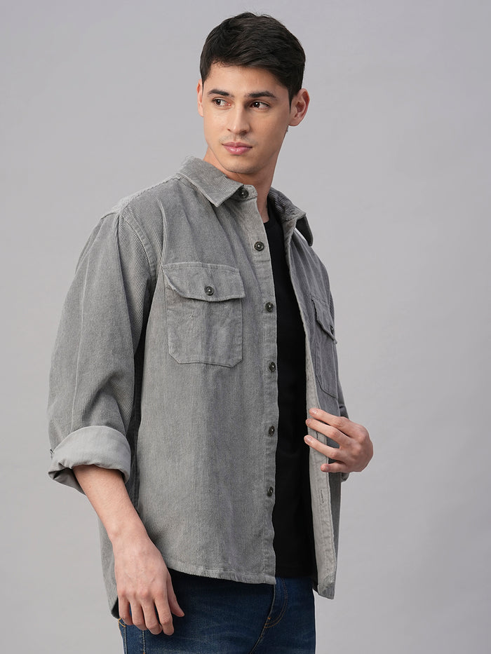Men's 100% Cotton Regular Fit Jackets Corduroy Grey