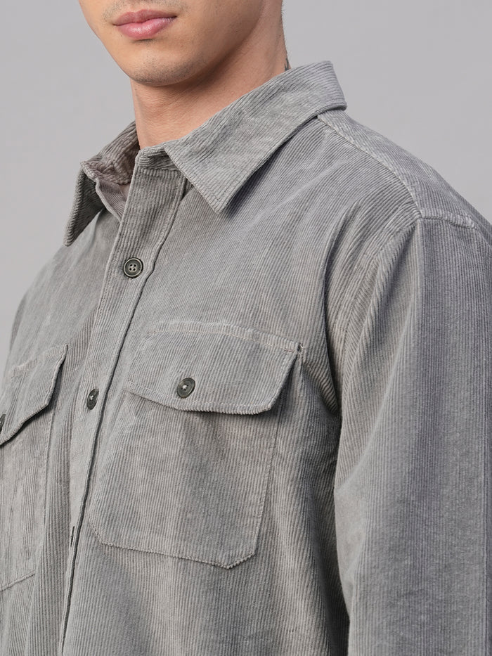 Men's 100% Cotton Regular Fit Jackets Corduroy Grey