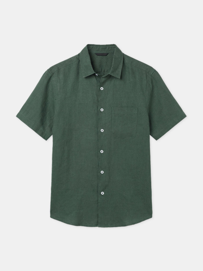 Men's 100% Linen Regular Fit Shirt Green