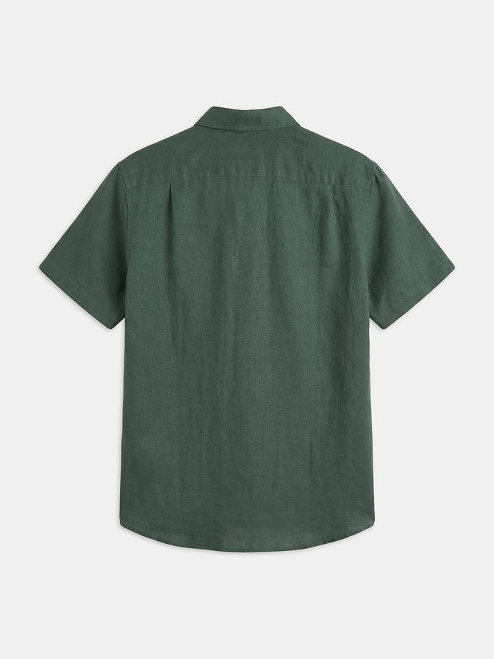 Men's 100% Linen Regular Fit Shirt Green