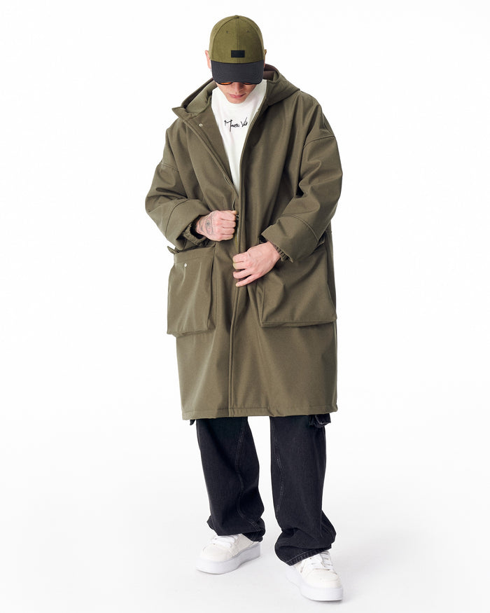Men's Waterproof Softshell Long Jacket in Khaki