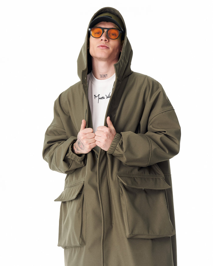 Men's Waterproof Softshell Long Jacket in Khaki (6)