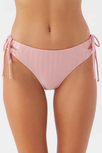 O'Neill Mizi Metallic Rib Jensen bikini bottom in rose with side tie detail