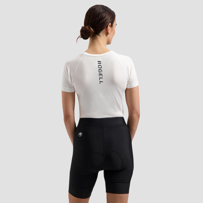 Rogelli Modesta korte fietsbroek zonder bretels dames zwart gedragen achterkant.