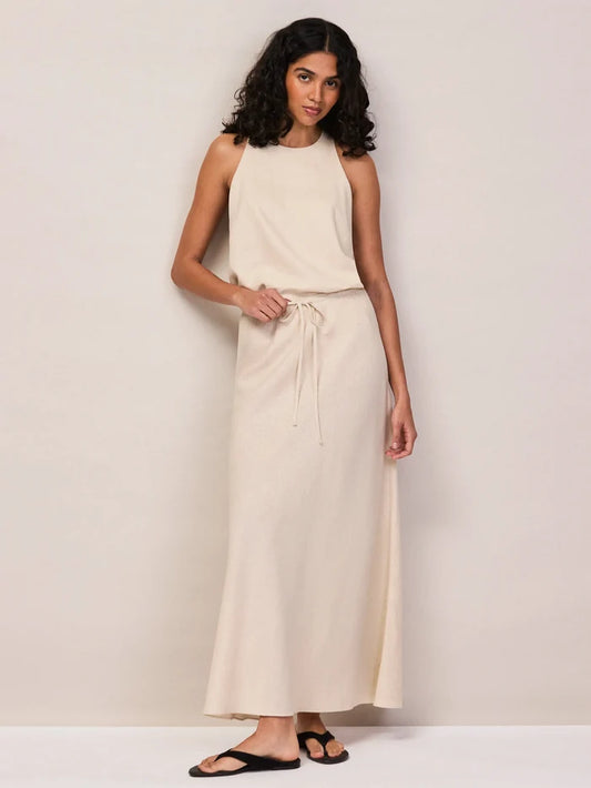 Natural Linen Blend Bias Skirt
