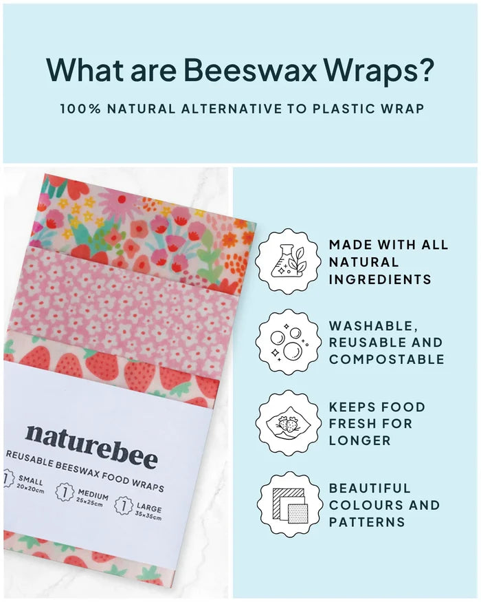 Nature Bee Beeswax Wrap Variety Set- Pink