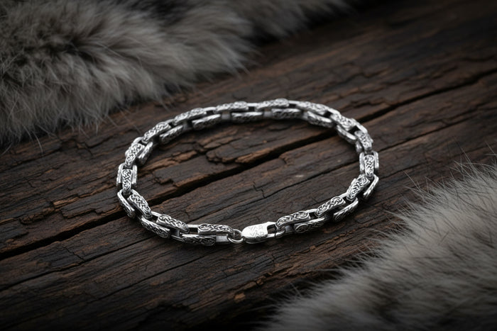 vkngjewelry Bracelet Norse Heritage Ornament Link Bracelet Sterling Silver Jewelry