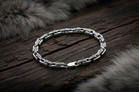 vkngjewelry Bracelet Norse Heritage Ornament Link Bracelet Sterling Silver Jewelry