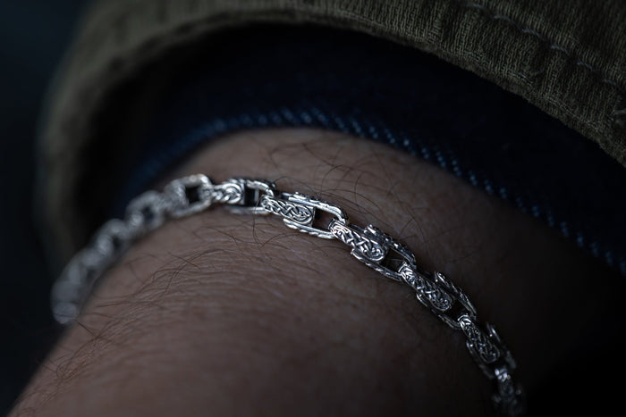 vkngjewelry Bracelet Norse Heritage Ornament Link Bracelet Sterling Silver Jewelry