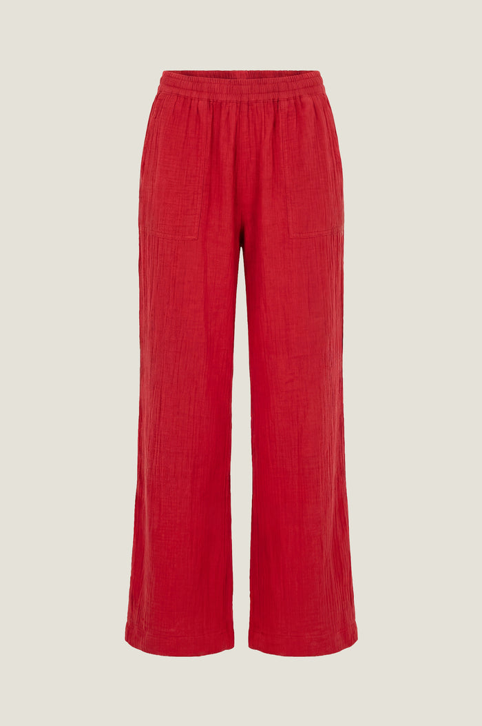 Organic Cotton Cheesecloth Trouser | Red