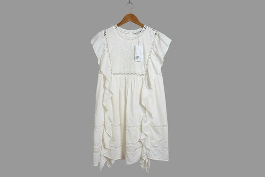 & Other Stories Ruffle Sleeve Mini Dress UK 12 EU 40 Broderie Trim Detail - BNWT