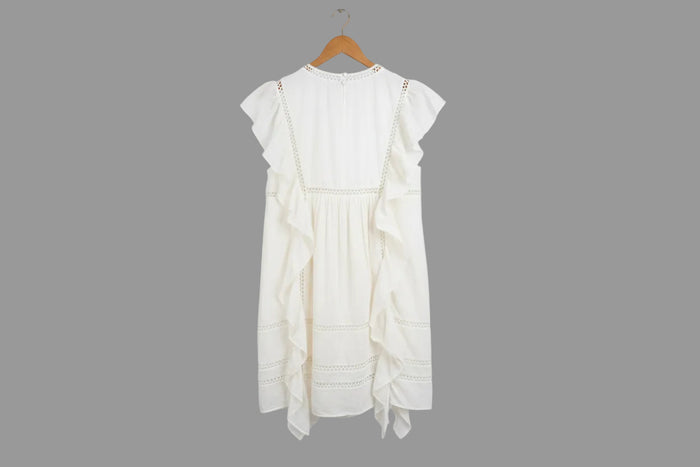 & Other Stories Ruffle Sleeve Mini Dress UK 12 EU 40 Broderie Trim Detail - BNWT