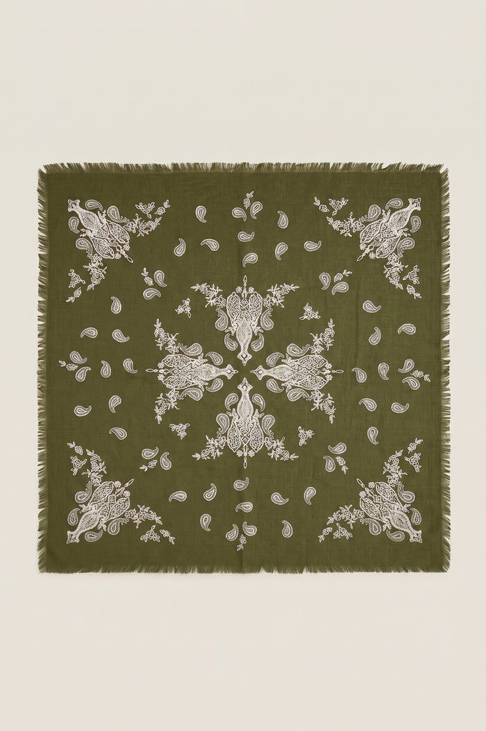 Paisley Print Square Scarf | Paisley/Sage Green