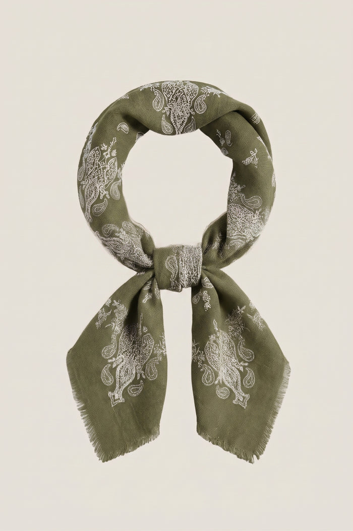 Paisley Print Square Scarf | Paisley/Sage Green