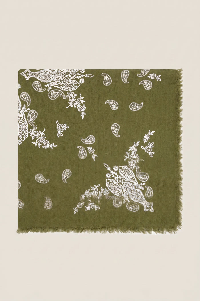 Paisley Print Square Scarf | Paisley/Sage Green