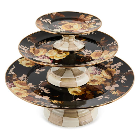 Pedestal Platter Wild Rose Brown