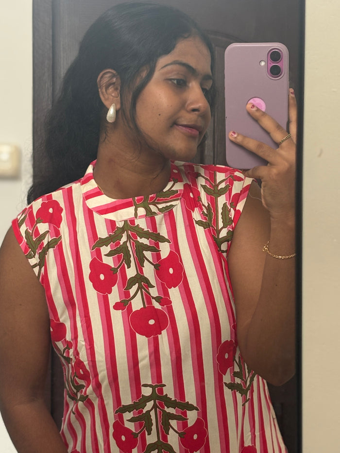 Pink stripe Sleeveless Co- Ord