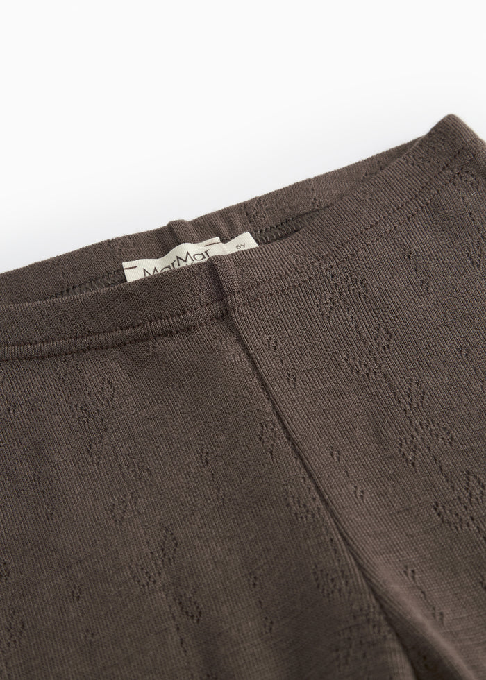Uld leggings med pointelle-mønster og elastik i taljen, mørk Terre