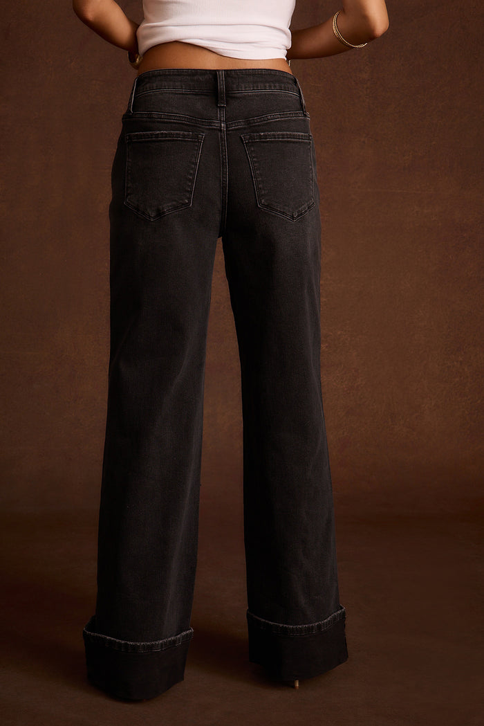 Presley Washed Black Cuffed Jeans
