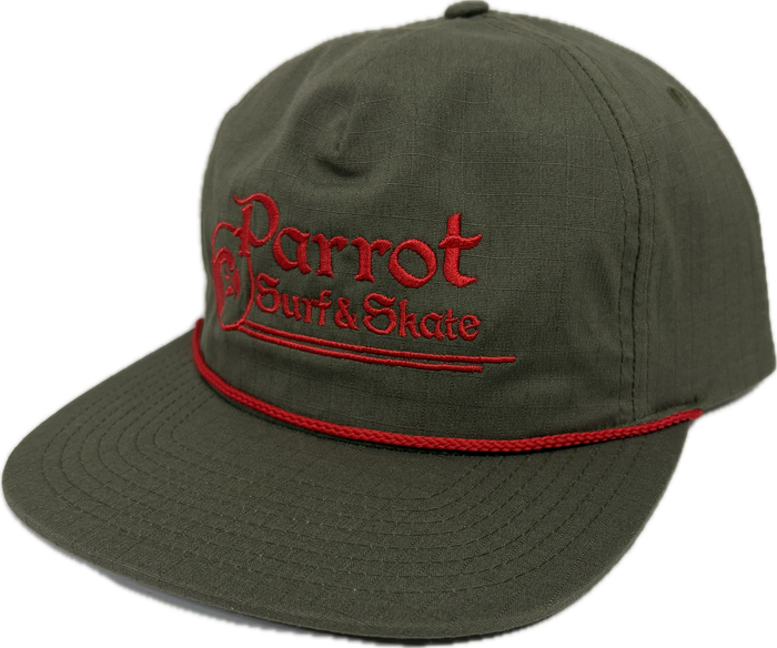 Parrot Surf & Skate PSS Stitch Flat Bill Snapback Hat front view